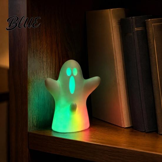 Cute Ghost Statue with Lights Halloween Decorative Light, Spooky LED Table Lamp Ornament, Funny Desktop Decoration Festive Night Light for Bedroom