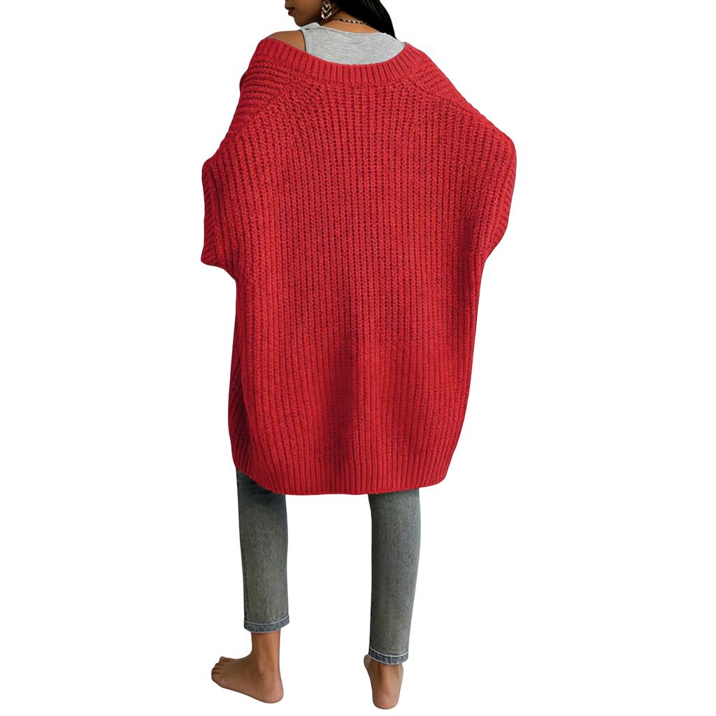 Women's Color Long Sleeve Knit Cardigan Loose Knit Sweater Jacket