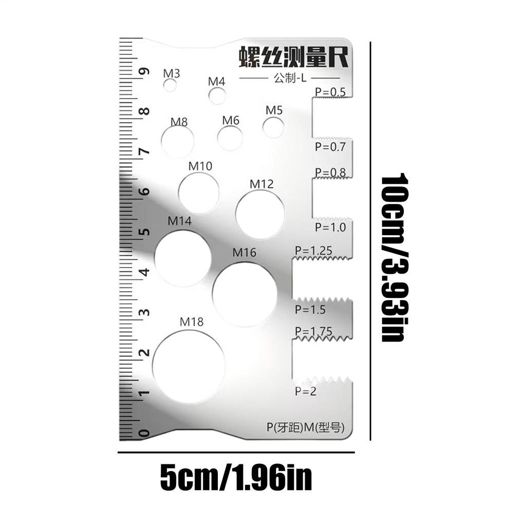 stainless steel Thread screw measuring ruler New Thread pitch combination set Anti-Slip Portable Measuring Gauge Tool
