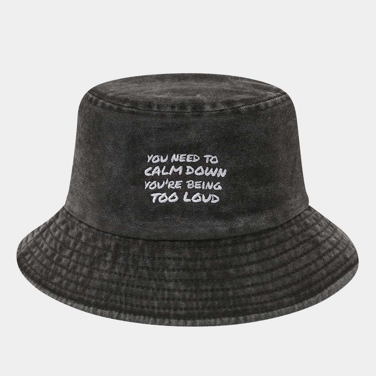 Unisex Foldable Hat Washed Vintage Customize Embroidered Letter Bucket Hats Outdoor Fishing Sports Sun Protection
