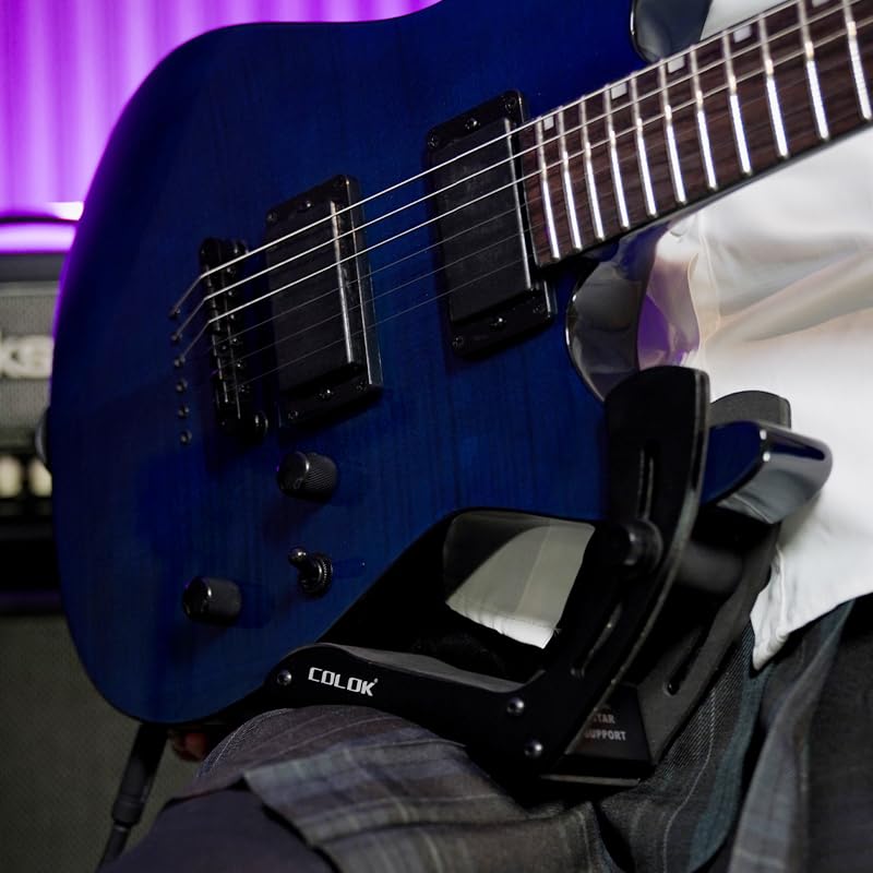 GIMI Guitar Rest Guitar Support for Electric Guitar Playing Ergonomic Slide Height Adjustable Aviation Aluminum Alloy Lightweight Durable Sponge Mat