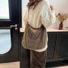 Winter Cotton Fabric Zipper Soft Shoulder Bags Large Capacity Versatile Handbags   Furry Sweet Women's Bags