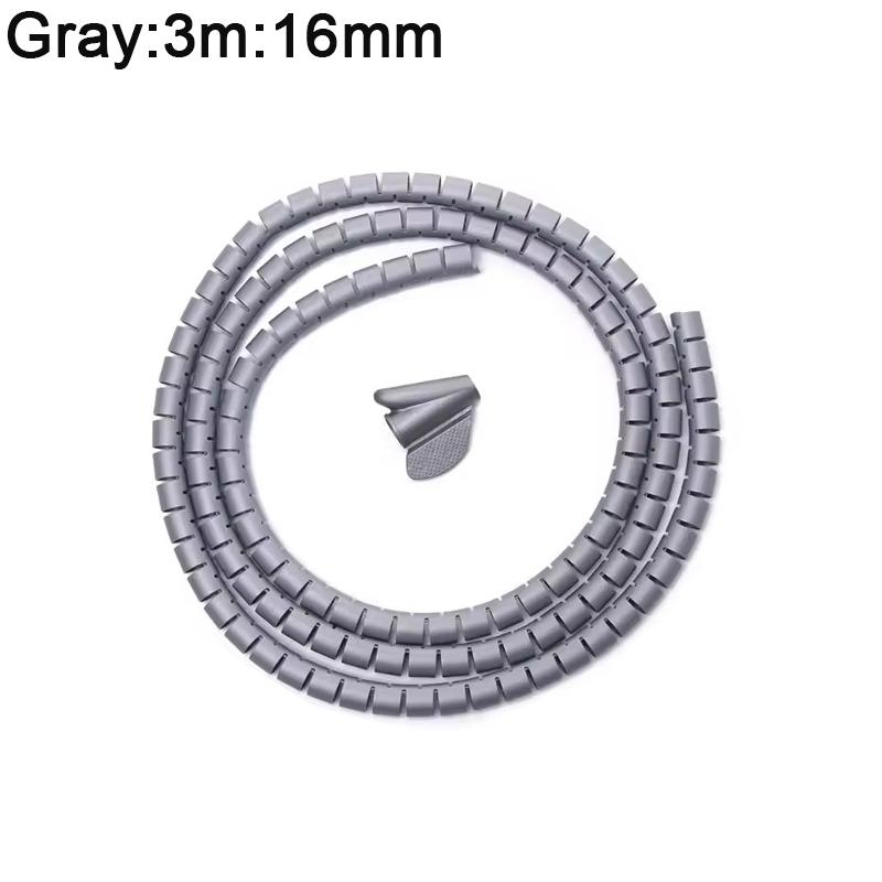 3M 16mm Flexible Spiral Cable Wire Protector Cable Organizer Computer Cord Protective Tube Clip Organizer Management Tools
