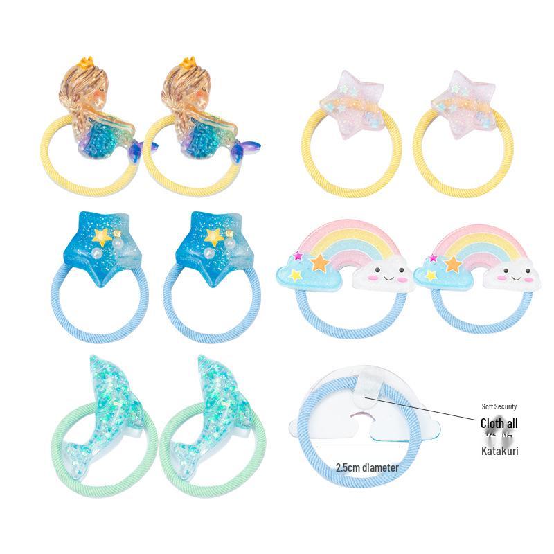 Rainbow Heart Star Hair Ties - Cute Infant & Toddler Accessories, Hair-Friendly Bands