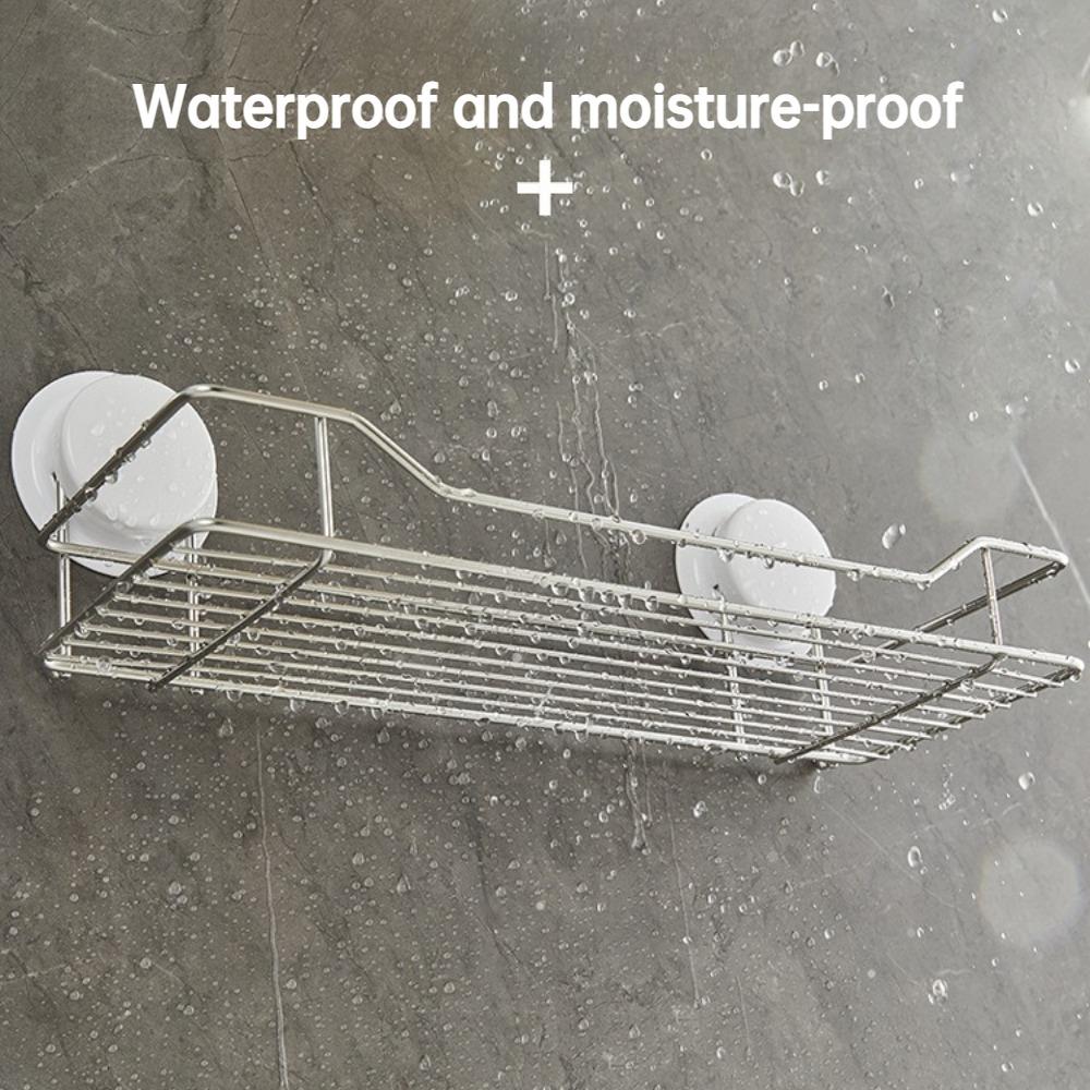Toilet Suction Cup Storage Rack No Drilling Bathroom Kitchen Storage Box Wall Mounted Makeup Shelves Shower Gel Organizer Holder