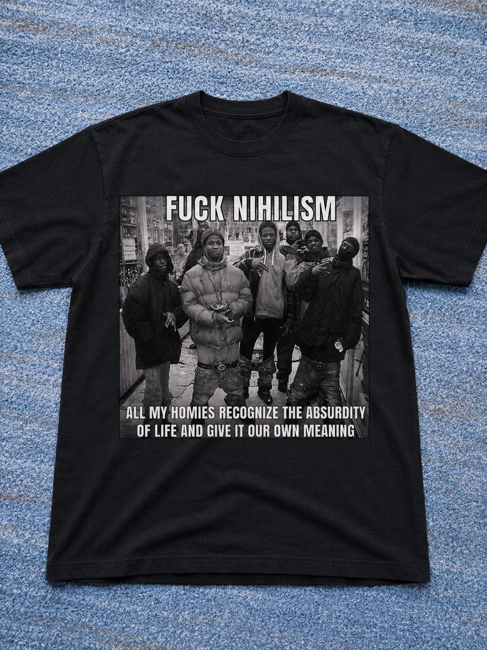 Absurdism Shirt, Fuck Nihilism Tee, Existentialism Graphic T-Shirt, Philosophy Shirt, Dark Humor, S