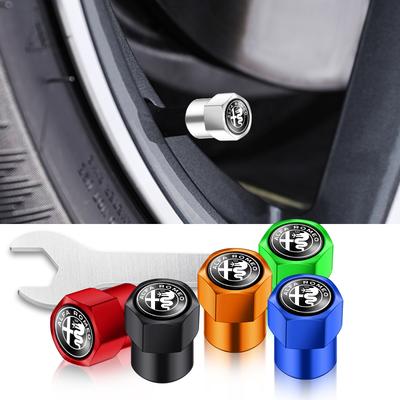 BQVLT1 4PCS Car Badge Wheel Tires Valve Caps Metal Tyre Dust Covers For 159 Giulietta Giulia 147 Mito 156 Stelvio Volante