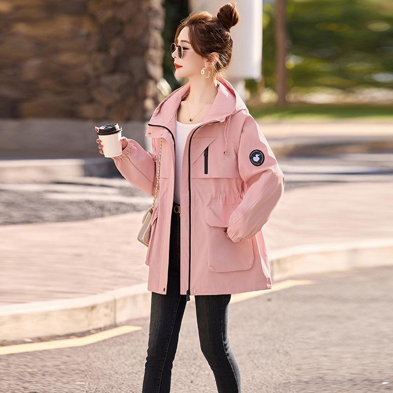 

Женский универсальный тренч средней длины, приталенный, на весну и осень, 2025 M (105-115 lbs) розовый