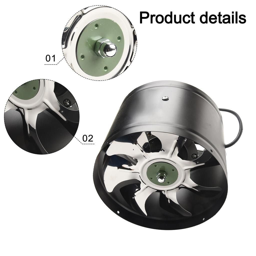 Efficient 200mm Duct Fan with 7 Reinforced Blades for Smoke Extraction and Quiet Operation in Ventilation Systems
