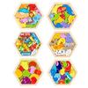 TOMMYFIELD Wooden Puzzle Inset Animals Fruits Cars 6-Piece Set