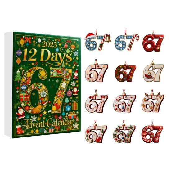 

12-денний різдвяний адвент-календар з акриловими прикрасами, віконця, що легко відкриваються, багатофункціональна святкова прикраса для зворотного відліку для дитячих кімнат та автомобілів A