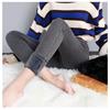 GMXIA High Smoke Gray High Waist Plus Fleece Jeans Women's Stretch Shorts Fall and Winter Integrated Fleece Pencil Pants