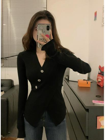 Irregular Design Slimming Knit Sweater Top for Women - Spring/Summer