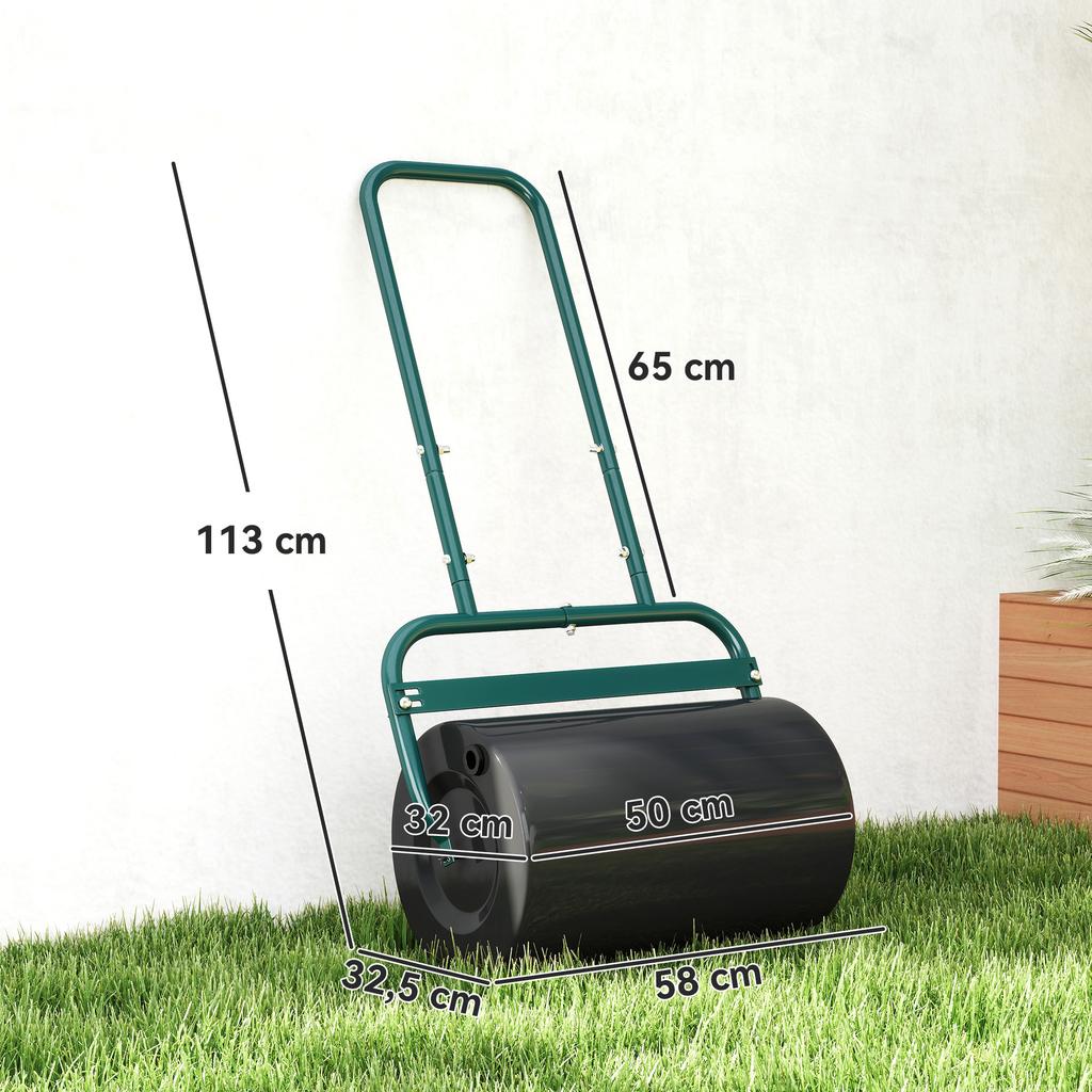 38L Fillable Cylinder Steel Lawn Roller - Dark Green