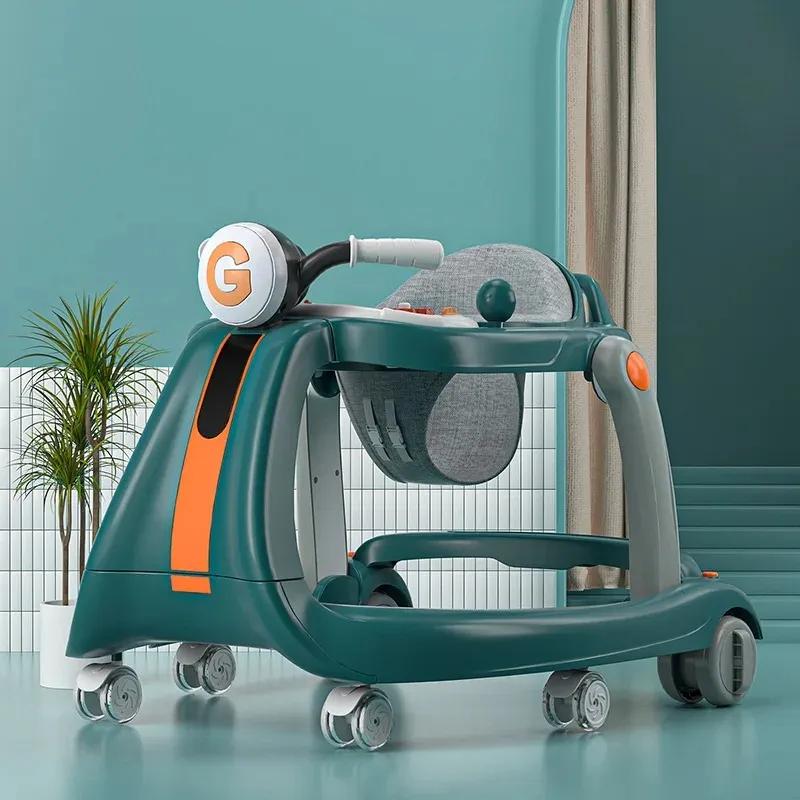 2-In-1 Baby Walker With Wheels Foldable Push Walker With Music Lights Activity Center Car With Interactive Toy Tray For Infants
