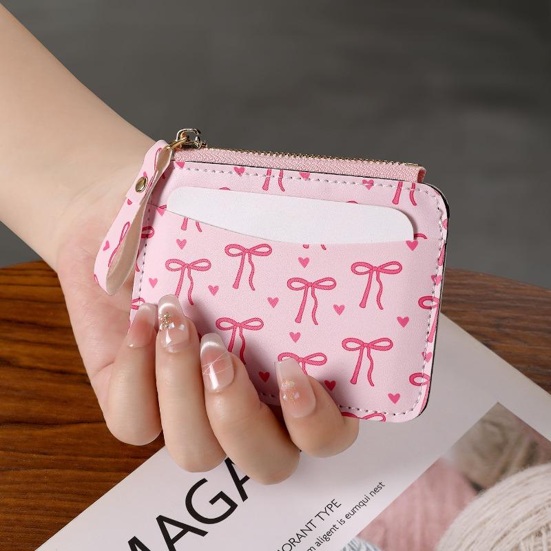 Bow Card Bag Small Card Bag Women's Card Cover Anti-degaussing Zipper Change Bag