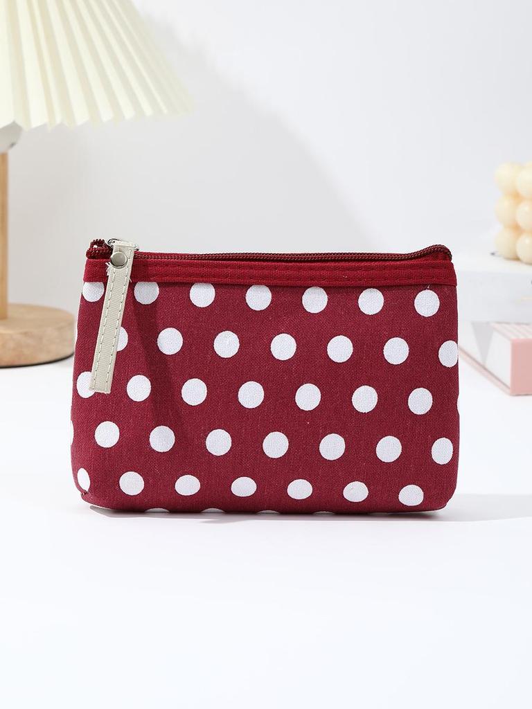 Classic Polka Dot Makeup Bag: Small Zipper Pouch & Key Holder