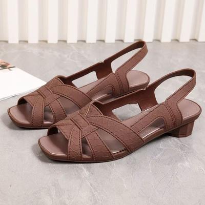 Sandali da Donna con Tacco Basso Estate Punta Aperta Vuoti Slip-On Sandali da Spiaggia Suola Morbida Antiscivolo Leggeri Sandali con Punta Aperta