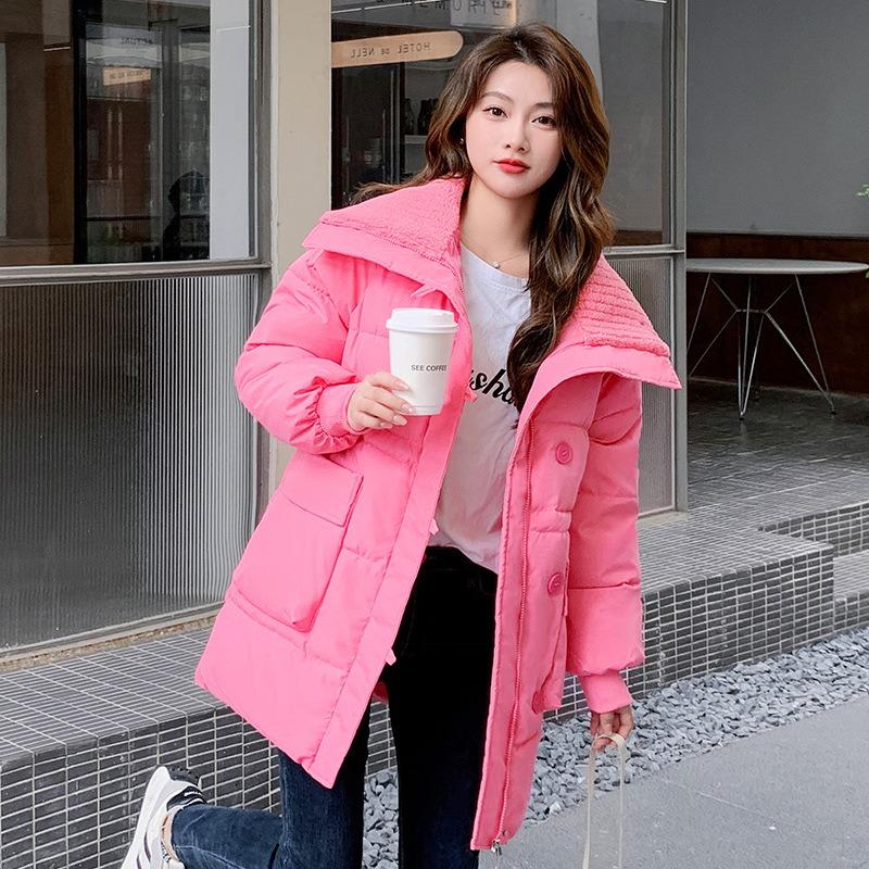 

Зимняя пуховая хлопковая одежда женская утолщенная хлопковая одежда средней длины и длинная универсальная студенческая хлебная одежда хлопковая куртка 2XL suggestion [145-165] catties розы красного