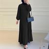 ZANZEA Women Casual O-neck Loose Long Sleeve Pleated Dress