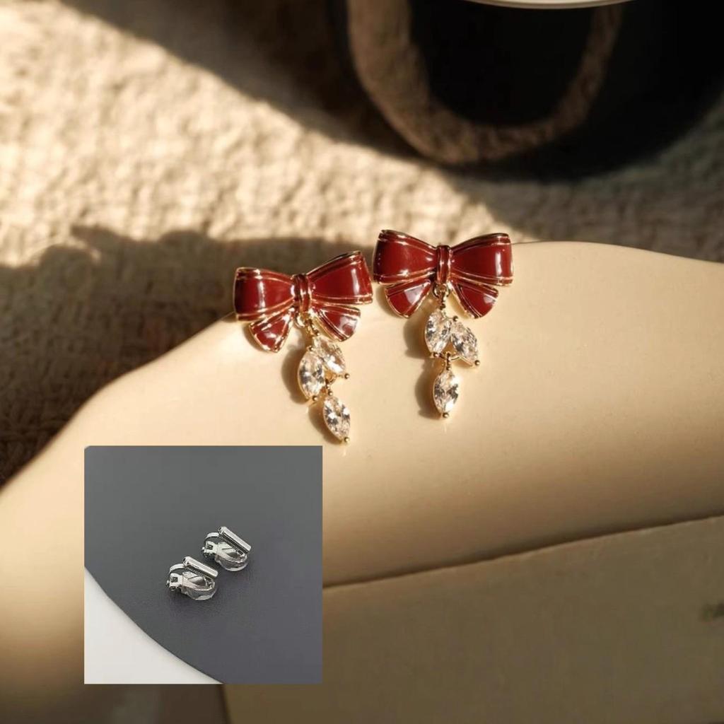 Women's 2023 Trendy Bow Zirconia Dangle Stud Earrings - Light Luxury Niche Design