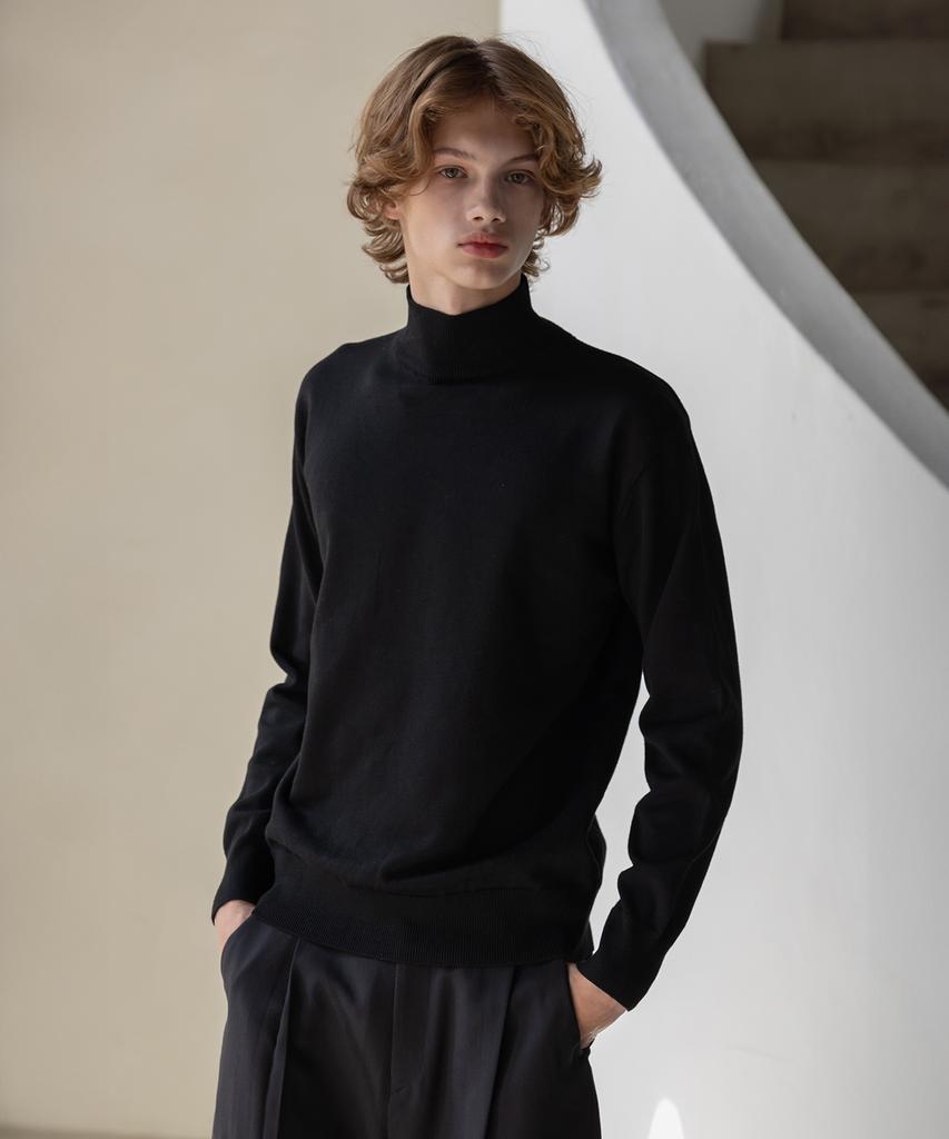 Dekkoloso Mode Herashi Half-Neck Knit [Black]