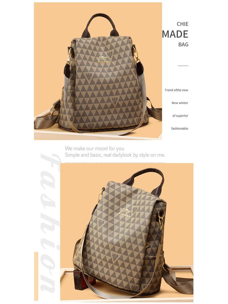 Versatile Floral Retro Backpack-Handbag: Multifunctional, Portable, Single/Double Shoulder, Large Capacity, Casual & Fashionable.
