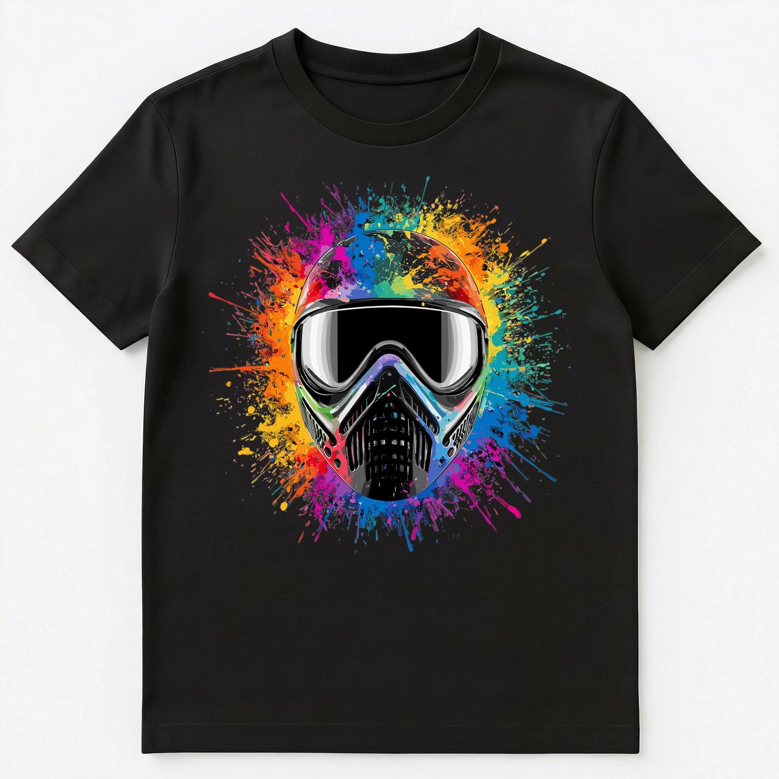 

Colorful Paint Splash Paintball Mask Art Graphic Unisex T-Shirt 2XL