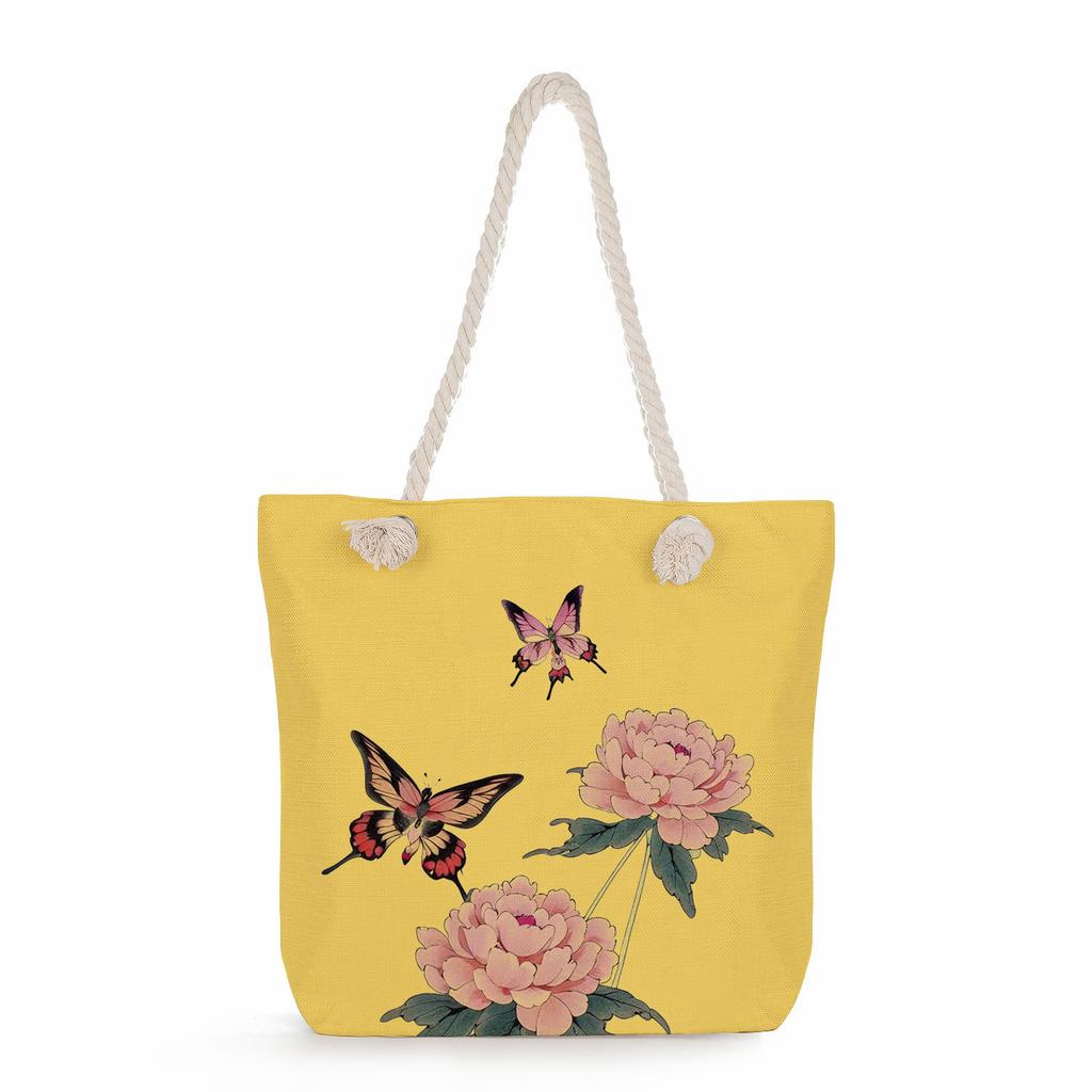 Flower Print Thick Rope Single-shoulder Beach Bag 7318 CLE