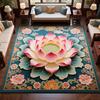 Lotus Area Rug Non-slip Washable Flower Indoor Floor Mat Chinese Style Lotus Carpet Living Room Bedroom Office Home Decoration