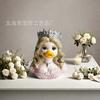 Statue de Canard Princesse Mignonne en Résine Décoration de Table Unique Ornement avec Décoration de Couronne