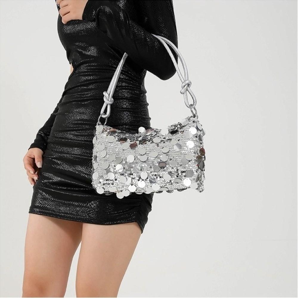 Fashion Sparkling Sequin Shoulder Bag Secure Zipper Korean Style Shiny Party Bag Daily Underarm Bag Dinner