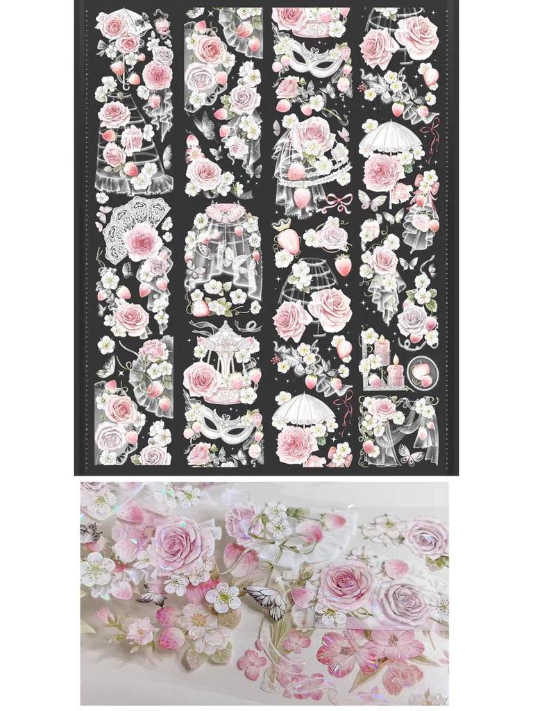 Falling Sunset Tide Washi Tape & Stickers for Journals: Flowing Hemp Ancient Style