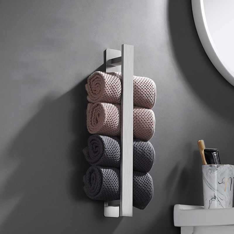 No Punching Towel Rack Stainless Steel 304 Wall-mounted Simple Bathroom Single Bar Towel Holder Bath Towel Rack Hygiene
