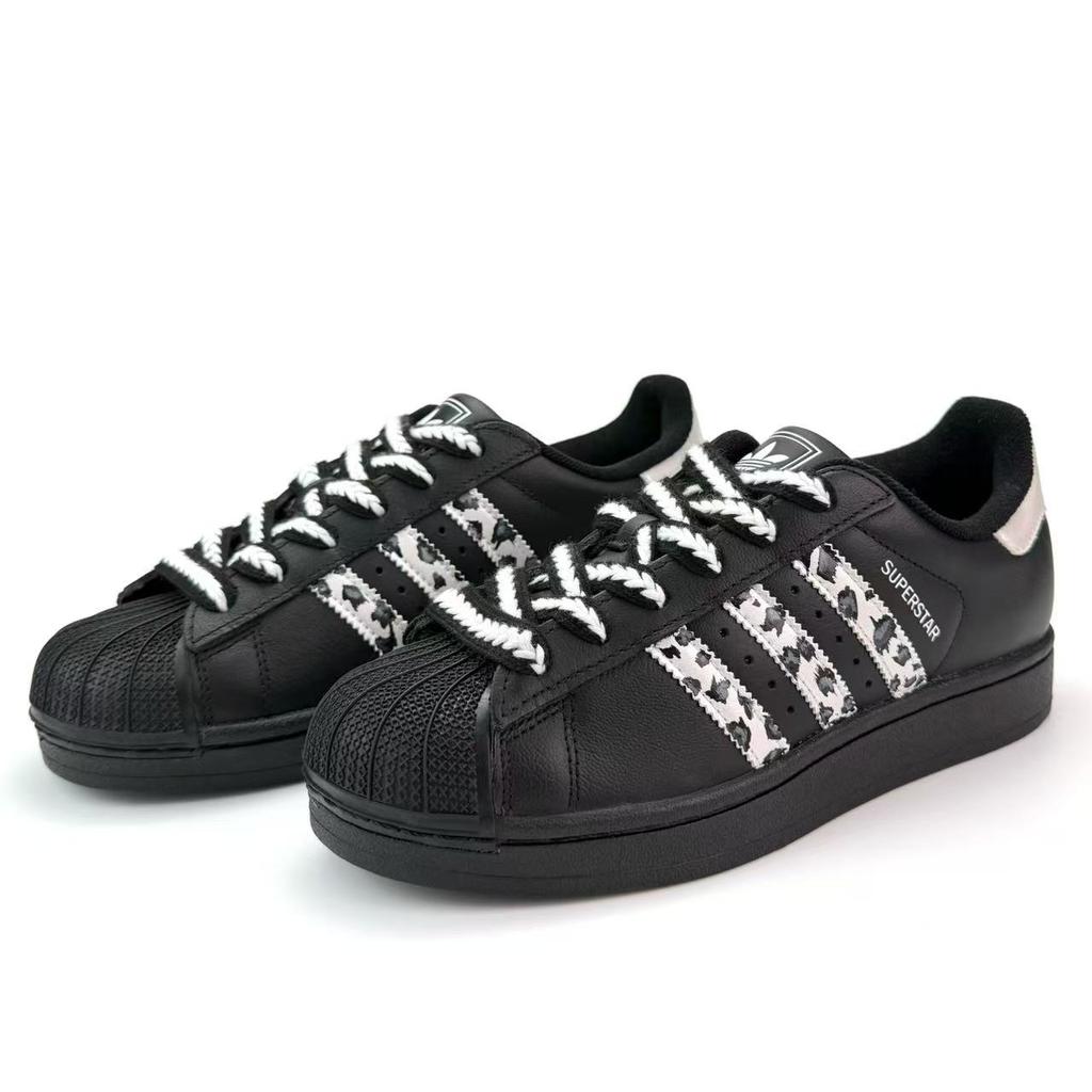 Adidas Originals SUPERSTAR Oreo, Spot, Outdoor Travel, Cute Comfortable, Leopard Print Shell Head, Zebra Low top JI0079(Team801-)
