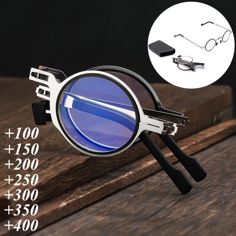 Portable Folding Presbyopia Glasses Unisex Men Anti Blue Light Farsighted Reading Eyewear Optical Eyeglasses Diopter With Box