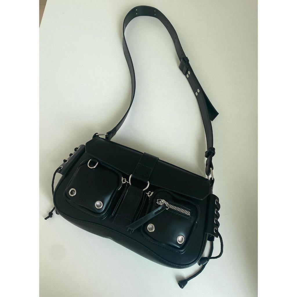 Y2K Korean Women Harajuku Vintage Gothic Black Hand Bag Aesthetic Elegant Punk Wallet Purse Handbags Shoulder Trend Tote Bags