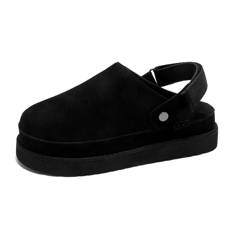 

3508 Баотоу полусабо женские кожаные дышащие на толстой подошве универсальные шлепанцы легкие и увеличивающие рост, летняя мужская обувь 44-male size