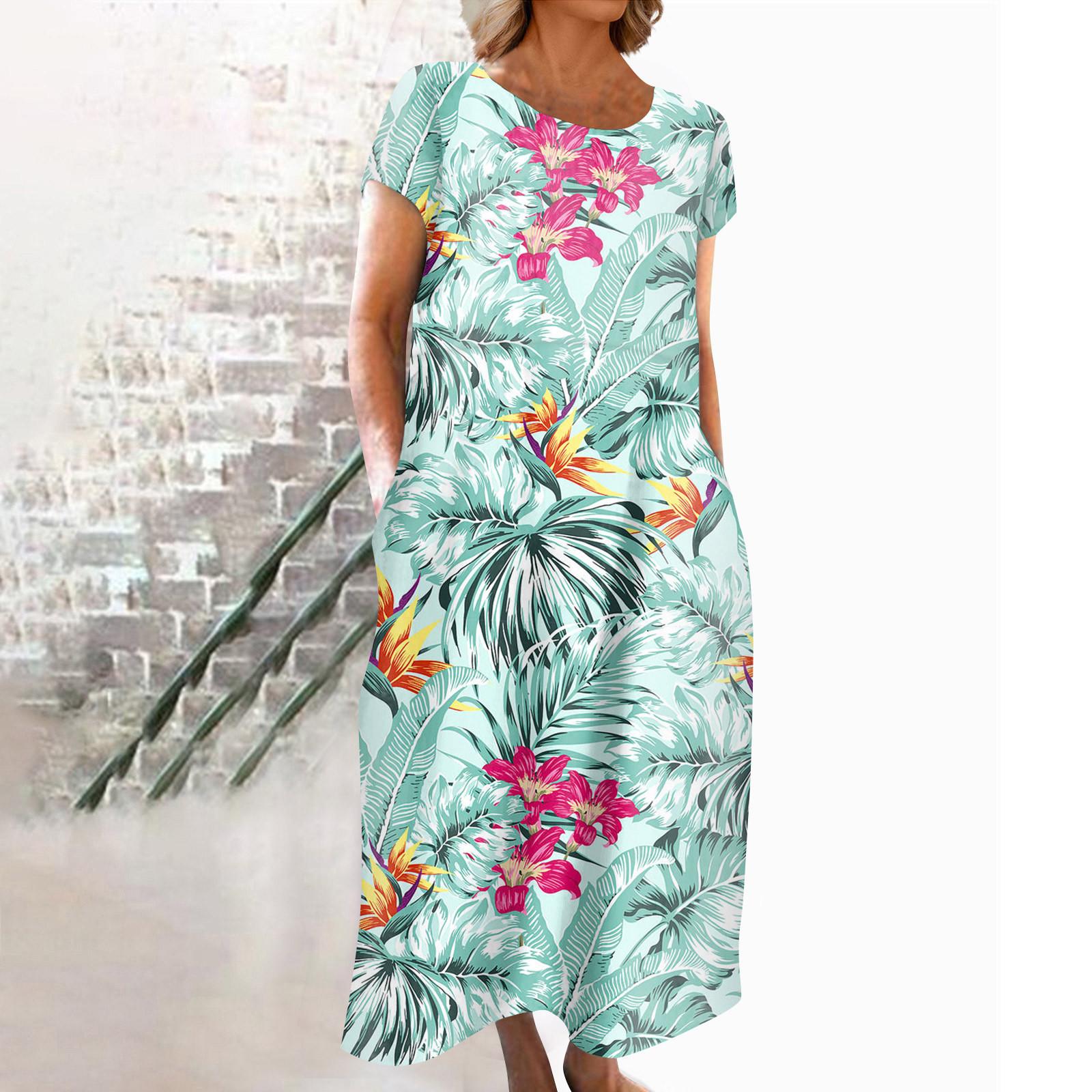 Модное женское летнее платье с круглым вырезом и повседневным модным пуловером с принтом — фото 8