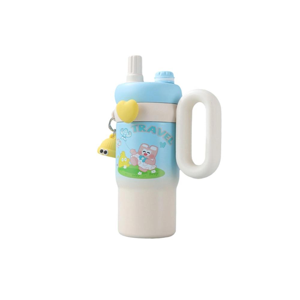800ml Cartoon Doll Straw Thermos Cup Stainless Steel Insulated Water Cup  Office