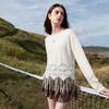 Sancai Linen Blend Tassel Knit Cover-up Top