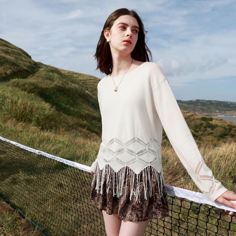 Sancai Linen Blend Tassel Knit Cover-up Top
