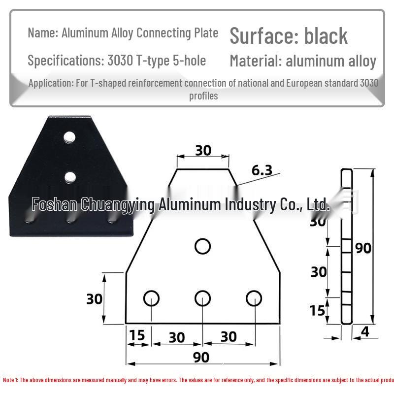 

T-slot Aluminum 5-Hole 2020/3030/4040/4545 Triangle Connector Plate