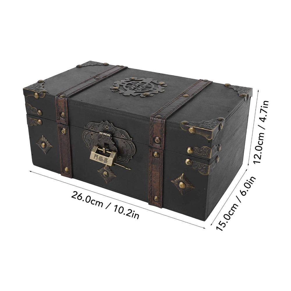 3pcs With Lock Wooden Storage Box Retro Decorative Storage Box Jewelry Trinket Box  For Jewelry