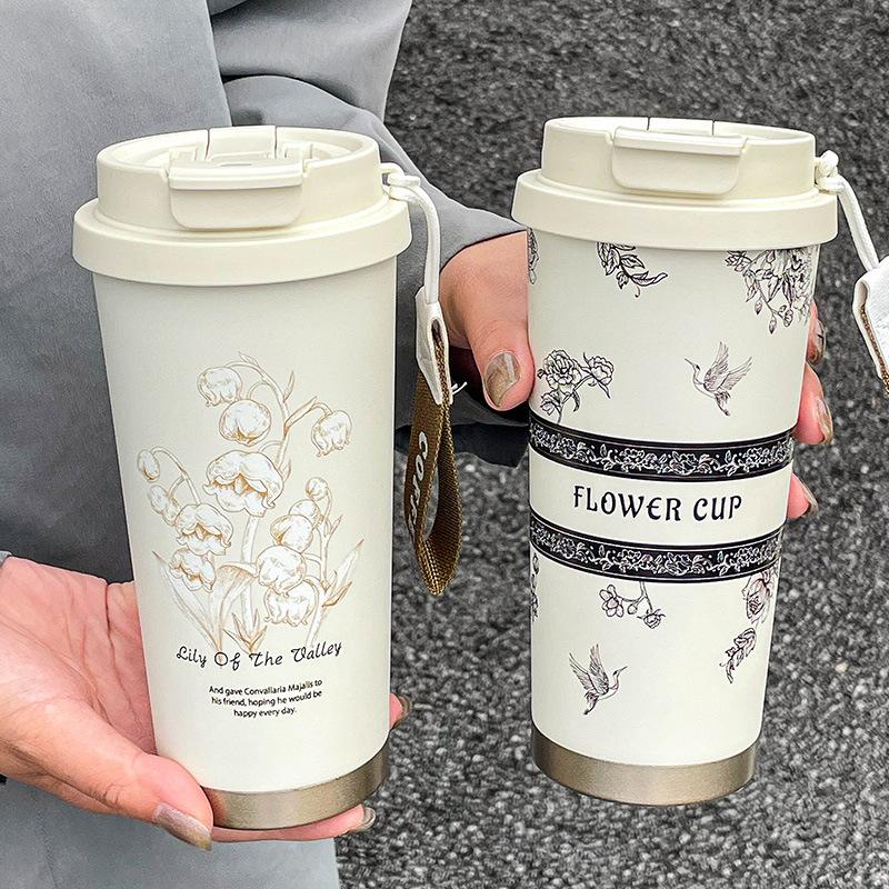 Straw Thermos Cup, Girls' New Car Water Cup, High-value Cup, Office Coffee Accompanying Cup