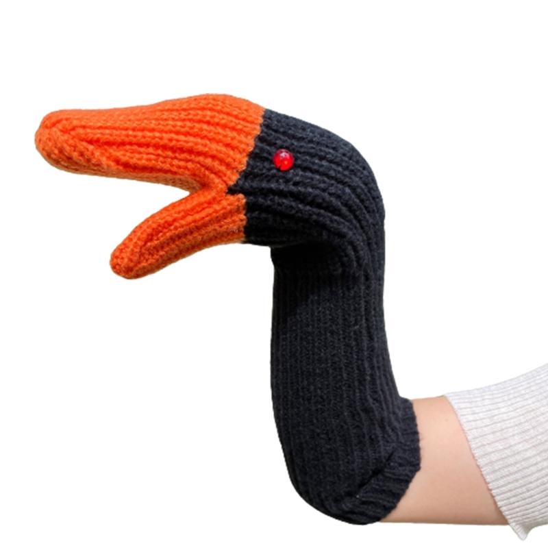 Female Winter Warm Knitted Cartoon Full Finger Gloves Thick Warm Soft Mittens