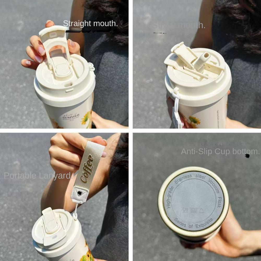 Stainless Steel Water Bottle Orchid Coffee Mug Portable Insulated Cup  Home Office