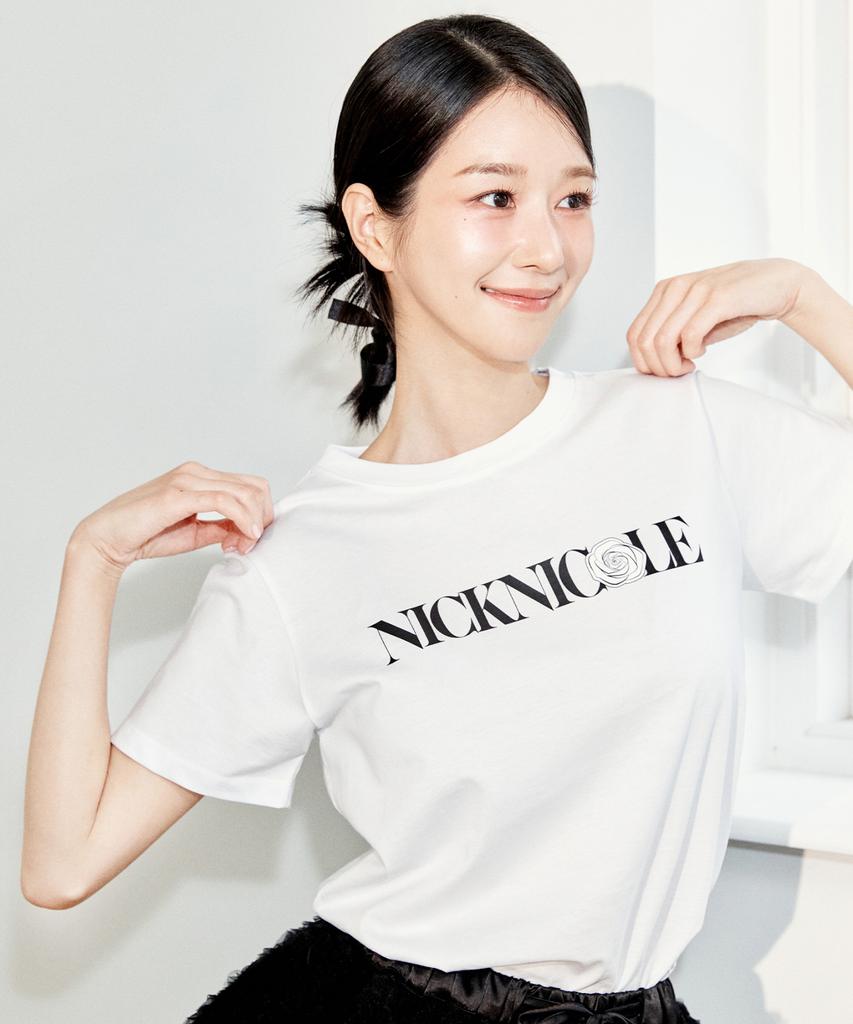 Nigaennikol Nicole Rose Lettering Slim Top_White Black