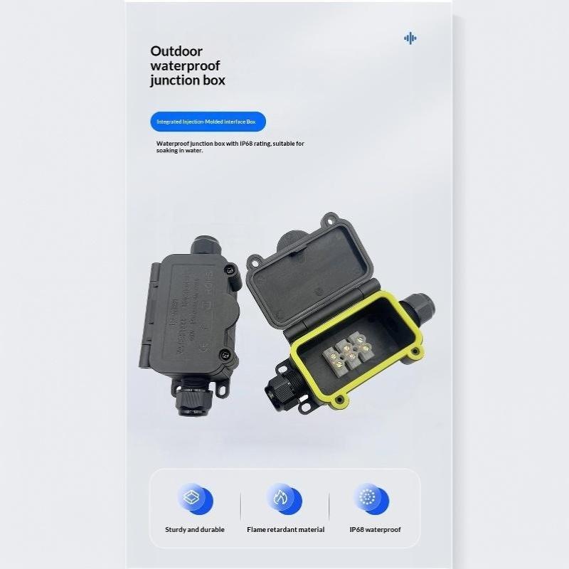 IP66 Waterproof Junction Box with 3mm-6.5mm Cable Connector Sealed Flame Retardant for Garden Security Camera Wiring