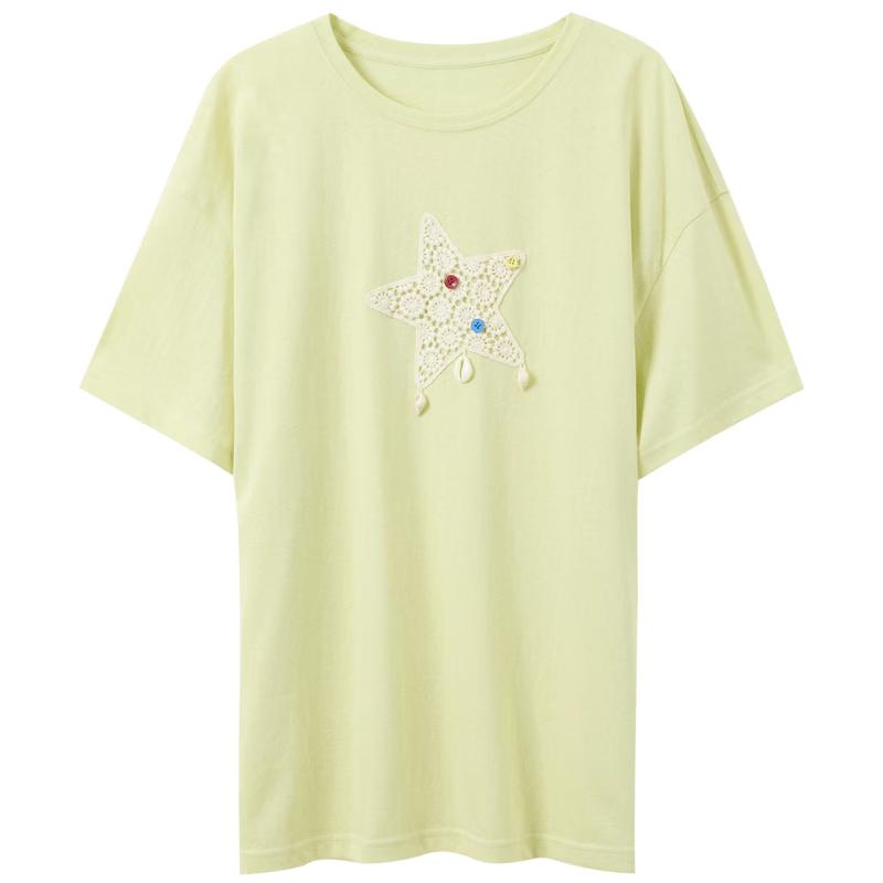 

Женская футболка со звездочками и кружевом L